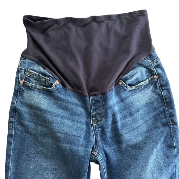 Universal Thread Maternity Jeans Size 10 Reg Dark Wash Over Belly Panel Raw Hem - Picture 3 of 6